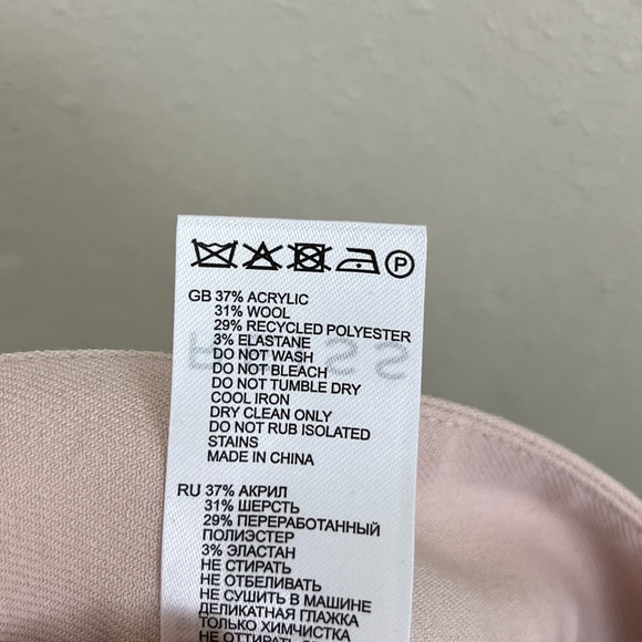 REISS Tia Wool Blend Wide Leg Split Hem Light Pink Trousers Womens Size 8 - Picture 6 of 6